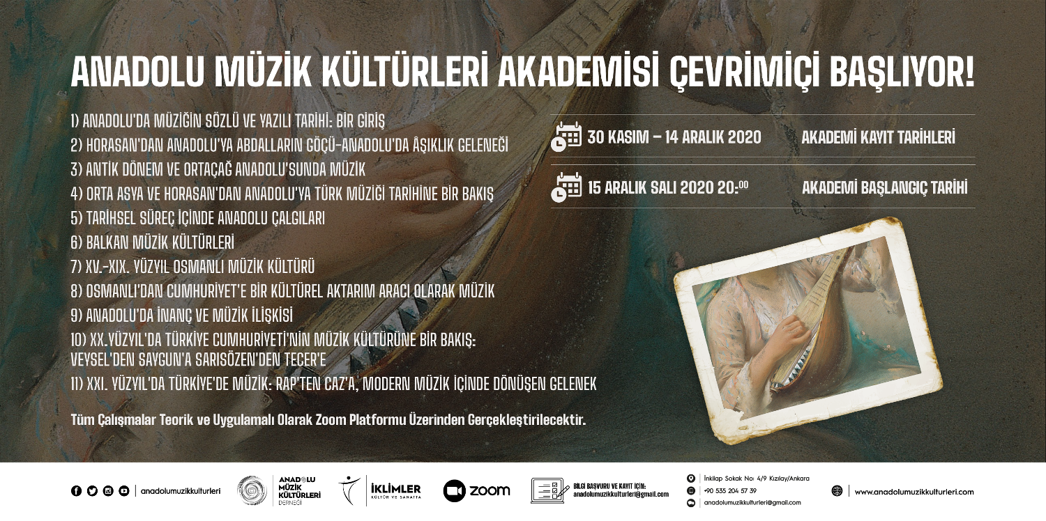 Anadolu Müzik Kültürleri Akademisi Online Derslere Başlıyor